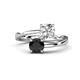 1 - Jianna IGI Certified 6.00 mm Cushion Lab Grown Diamond and Round Black Diamond 2 Stone Promise Ring 