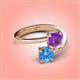 4 - Jianna 6.00 mm Cushion Amethyst and Round Blue Topaz 2 Stone Promise Ring 