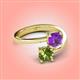 4 - Jianna 6.00 mm Cushion Amethyst and Round Peridot 2 Stone Promise Ring 