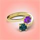 4 - Jianna 6.00 mm Cushion Amethyst and Round London Blue Topaz 2 Stone Promise Ring 