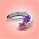 4 - Jianna 6.00 mm Cushion Amethyst and Round Pink Tourmaline 2 Stone Promise Ring 