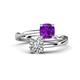 1 - Jianna 6.00 mm Cushion Amethyst and Round Forever One Moissanite 2 Stone Promise Ring 