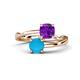 1 - Jianna 6.00 mm Cushion Amethyst and Round Turquoise 2 Stone Promise Ring 