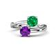 1 - Jianna 6.00 mm Cushion Lab Created Emerald and Round Amethyst 2 Stone Promise Ring 