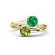 1 - Jianna 6.00 mm Cushion Lab Created Emerald and Round Peridot 2 Stone Promise Ring 