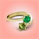 4 - Jianna 6.00 mm Cushion Lab Created Emerald and Round Peridot 2 Stone Promise Ring 