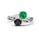 1 - Jianna 6.00 mm Cushion Lab Created Emerald and Round Black Diamond 2 Stone Promise Ring 