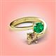 4 - Jianna 6.00 mm Cushion Lab Created Emerald and Round Smoky Quartz 2 Stone Promise Ring 