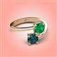 4 - Jianna 6.00 mm Cushion Lab Created Emerald and Round London Blue Topaz 2 Stone Promise Ring 
