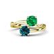 1 - Jianna 6.00 mm Cushion Lab Created Emerald and Round Blue Diamond 2 Stone Promise Ring 