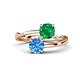 1 - Jianna 6.00 mm Cushion Lab Created Emerald and Round Blue Topaz 2 Stone Promise Ring 