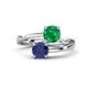 1 - Jianna 6.00 mm Cushion Lab Created Emerald and Round Iolite 2 Stone Promise Ring 