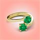 4 - Jianna 6.00 mm Cushion Lab Created Emerald and Round Natural Emerald 2 Stone Promise Ring 