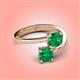 4 - Jianna 6.00 mm Cushion Lab Created Emerald and Round Natural Emerald 2 Stone Promise Ring 