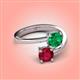 4 - Jianna 6.00 mm Cushion Lab Created Emerald and Round Ruby 2 Stone Promise Ring 