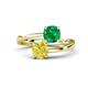 1 - Jianna 6.00 mm Cushion Lab Created Emerald and Round Yellow Diamond 2 Stone Promise Ring 
