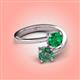 4 - Jianna 6.00 mm Cushion Lab Created Emerald and Round Lab Created Alexandrite 2 Stone Promise Ring 