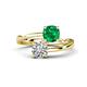 1 - Jianna 6.00 mm Cushion Lab Created Emerald and IGI Certified Round Lab Grown Diamond 2 Stone Promise Ring 