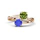 1 - Jianna 6.00 mm Cushion Peridot and Round Tanzanite 2 Stone Promise Ring 