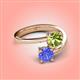 4 - Jianna 6.00 mm Cushion Peridot and Round Tanzanite 2 Stone Promise Ring 