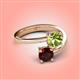 4 - Jianna 6.00 mm Cushion Peridot and Round Red Garnet 2 Stone Promise Ring 