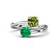 1 - Jianna 6.00 mm Cushion Peridot and Round Emerald 2 Stone Promise Ring 