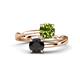 1 - Jianna 6.00 mm Cushion Peridot and Round Black Diamond 2 Stone Promise Ring 