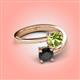 4 - Jianna 6.00 mm Cushion Peridot and Round Black Diamond 2 Stone Promise Ring 