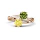 1 - Jianna 6.00 mm Cushion Peridot and Round Lab Created Yellow Sapphire 2 Stone Promise Ring 