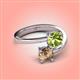 4 - Jianna 6.00 mm Cushion Peridot and Round Smoky Quartz 2 Stone Promise Ring 