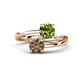 1 - Jianna 6.00 mm Cushion Peridot and Round Smoky Quartz 2 Stone Promise Ring 