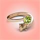 4 - Jianna 6.00 mm Cushion Peridot and Round Smoky Quartz 2 Stone Promise Ring 