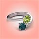 4 - Jianna 6.00 mm Cushion Peridot and Round London Blue Topaz 2 Stone Promise Ring 