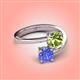 4 - Jianna 6.00 mm Cushion Peridot and Round Tanzanite 2 Stone Promise Ring 