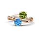 1 - Jianna 6.00 mm Cushion Peridot and Round Blue Topaz 2 Stone Promise Ring 