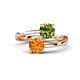 1 - Jianna 6.00 mm Cushion Peridot and Round Citrine 2 Stone Promise Ring 