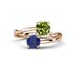 1 - Jianna 6.00 mm Cushion Peridot and Round Iolite 2 Stone Promise Ring 