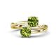 1 - Jianna 6.00 mm Cushion and Round Peridot 2 Stone Promise Ring 