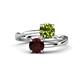 1 - Jianna 6.00 mm Cushion Peridot and Round Red Garnet 2 Stone Promise Ring 