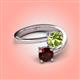 4 - Jianna 6.00 mm Cushion Peridot and Round Red Garnet 2 Stone Promise Ring 