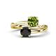 1 - Jianna 6.00 mm Cushion Peridot and Round Black Diamond 2 Stone Promise Ring 