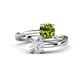 1 - Jianna 6.00 mm Cushion Peridot and Round White Sapphire 2 Stone Promise Ring 