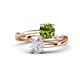 1 - Jianna 6.00 mm Cushion Peridot and Round White Sapphire 2 Stone Promise Ring 