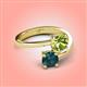 4 - Jianna 6.00 mm Cushion Peridot and Round London Blue Topaz 2 Stone Promise Ring 