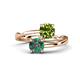 1 - Jianna 6.00 mm Cushion Peridot and Round Lab Created Alexandrite 2 Stone Promise Ring 