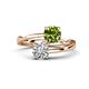 1 - Jianna 6.00 mm Cushion Peridot and GIA Certified Round Natural Diamond 2 Stone Promise Ring 