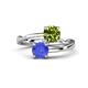 1 - Jianna 6.00 mm Cushion Peridot and Round Tanzanite 2 Stone Promise Ring 
