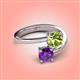 4 - Jianna 6.00 mm Cushion Peridot and Round Amethyst 2 Stone Promise Ring 