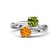 1 - Jianna 6.00 mm Cushion Peridot and Round Citrine 2 Stone Promise Ring 