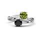 1 - Jianna 6.00 mm Cushion Peridot and Round Black Diamond 2 Stone Promise Ring 